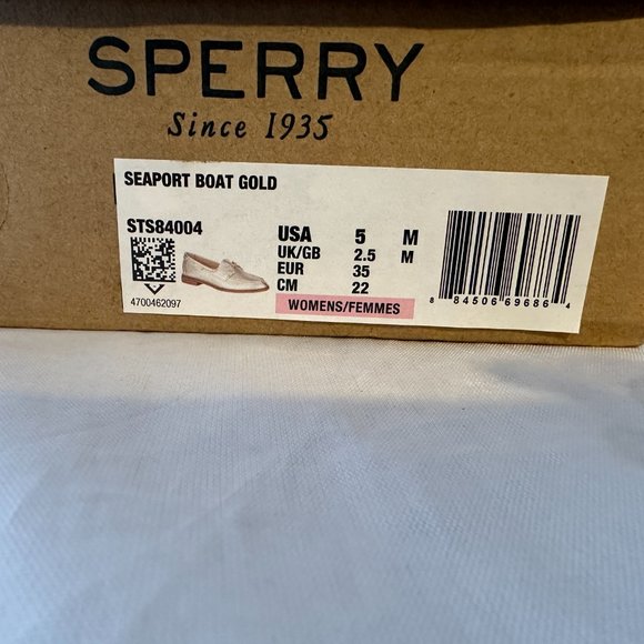 NEW Sperry  Women's Seaport Boat Shoe, Gold Leather  Size 5 M  New With Box - Picture 7 of 7